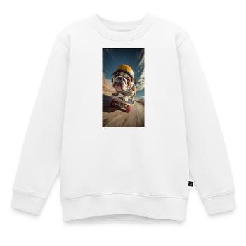 Bulldog Skateboard Tempo - Sweat Premium enfant bio - blanc - Devant - AI Model Kid Male (0cm)
