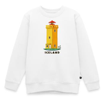 Iceland, phare de Snæfellsnes dessiné à la main - Sweat Premium enfant bio - blanc - Devant - AI Model Kid Male (0cm)