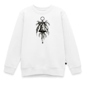 Cloche gravée avec feuillage en ruban - Sweat Premium enfant bio - blanc - Devant - AI Model Kid Male (0cm)