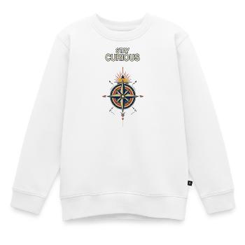 Stay Curious Kompass - Kinder Premium Organic Sweatshirt - Weiß - Vorne - AI Model Kid Male (0cm)