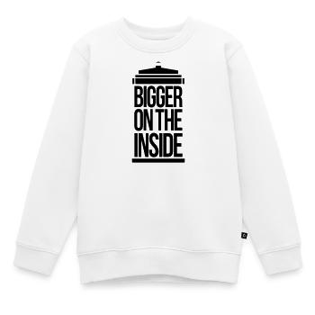 Bigger on the inside - Kinder Premium Organic Sweatshirt - Weiß - Vorne - AI Model Kid Male (0cm)