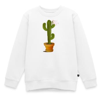zauberhafter Kaktus im Blumentopf mit Blüte - Kinder Premium Organic Sweatshirt - Weiß - Vorne - AI Model Kid Male (0cm)