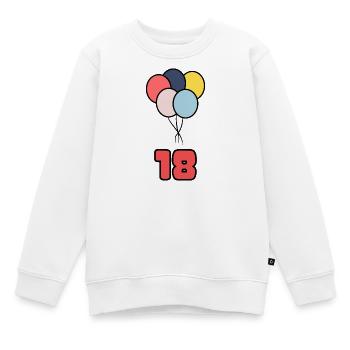 18. 18 ANS. 18e ANNIVERSAIRE. ANNIVERSAIRE 18 ANS. - Sweat Premium enfant bio - blanc - Devant - AI Model Kid Male (0cm)