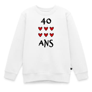 40. 40 ANS. 40e ANNIVERSAIRE. ANNIVERSAIRE 40 ANS. - Sweat Premium enfant bio - blanc - Devant - AI Model Kid Male (0cm)
