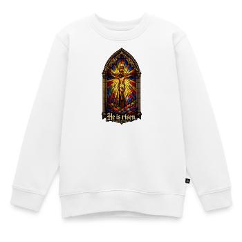 Auferstehung He is Risen Ostern Jesus - Kinder Premium Organic Sweatshirt - Weiß - Vorne - AI Model Kid Male (0cm)