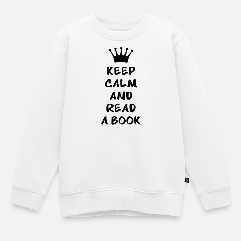Keep calm and read a book - Kinder Premium Organic Sweatshirt - Weiß