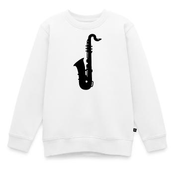 Saxophon - Kinder Premium Organic Sweatshirt - Weiß - Vorne - AI Model Kid Male (0cm)
