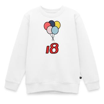 18. 18 ANS. 18e ANNIVERSAIRE. ANNIVERSAIRE 18 ANS. - Sweat Premium enfant bio - blanc - Devant - AI Model Kid Male (0cm)