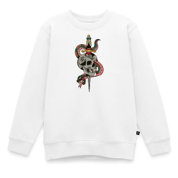 Skull Dagger Snake Tattoo Illustration - Kinder Premium Organic Sweatshirt - Weiß - Vorne - AI Model Kid Male (0cm)