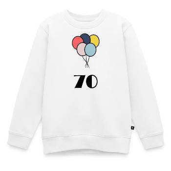 70. 70 ANS. 70e ANNIVERSAIRE. ANNIVERSAIRE 70 ANS. - Sweat Premium enfant bio - blanc - Devant - AI Model Kid Male (0cm)