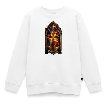 Auferstehung He is Risen Ostern Jesus - Kinder Premium Organic Sweatshirt - Weiß - Vorne - AI Model Kid Male (0cm)
