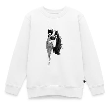 Peeking Cavalier Spaniel Süßer Hundeliebhaber Merch 2 - Kinder Premium Organic Sweatshirt - Weiß - Vorne - AI Model Kid Male (0cm)