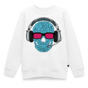 Musik Skull - Kinder Premium Organic Sweatshirt - Weiß - Vorne - AI Model Kid Male (0cm)