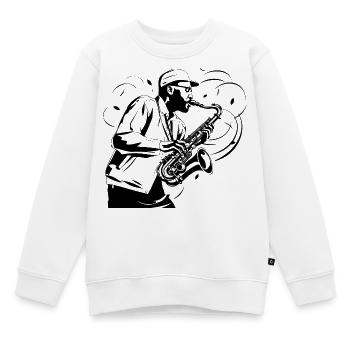 Saxophonist Zeichnung - Kinder Premium Organic Sweatshirt - Weiß - Vorne - AI Model Kid Male (0cm)
