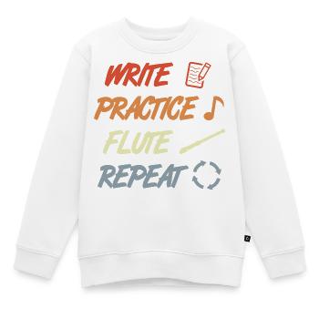 Write Practice Flute Repeat - Kinder Premium Organic Sweatshirt - Weiß - Vorne - AI Model Kid Male (0cm)
