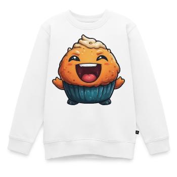 Kuschelmuffin Lachender Cupcake - Kinder Premium Organic Sweatshirt - Weiß - Vorne - AI Model Kid Male (0cm)