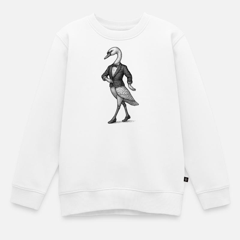 Schwan im Smoking - Kinder Premium Organic Sweatshirt - Weiß