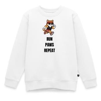 RUN_PAWS_REPEAT - Kinder Premium Organic Sweatshirt - Weiß - Vorne - AI Model Kid Male (0cm)