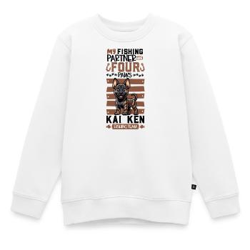 Pêche et Kai Ken - Sweat Premium enfant bio - blanc - Devant - AI Model Kid Male (0cm)