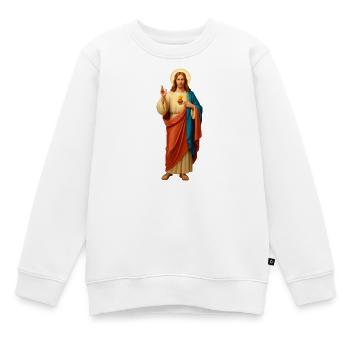 Jesus mit Brot Dreifarbige Gewänder - Kinder Premium Organic Sweatshirt - Weiß - Vorne - AI Model Kid Male (0cm)