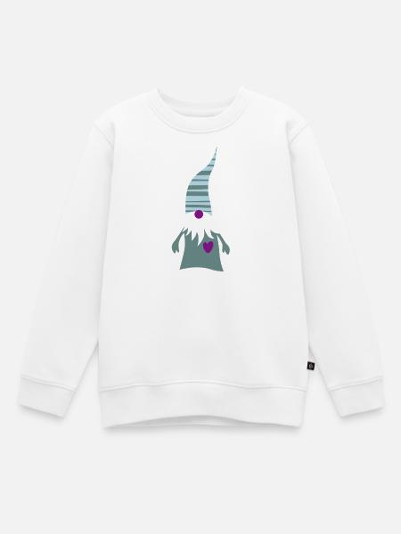 Wichtel Zwerg Herz skandinavische Weihnachten  - Kinder Premium Organic Sweatshirt - Weiß