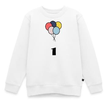 1. 1 AN. 1er ANNIVERSAIRE. ANNIVERSAIRE 1 AN - Sweat Premium enfant bio - blanc - Devant - AI Model Kid Male (0cm)