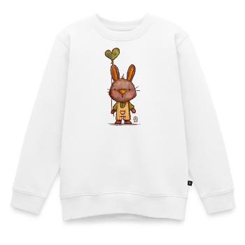 Häschen mit Herzballon in Aquarell - Kinder Premium Organic Sweatshirt - Weiß - Vorne - AI Model Kid Male (0cm)