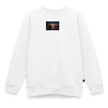 Chat au bord de la mer au lever de la lune - Sweat Premium enfant bio - blanc - Devant - AI Model Kid Male (0cm)