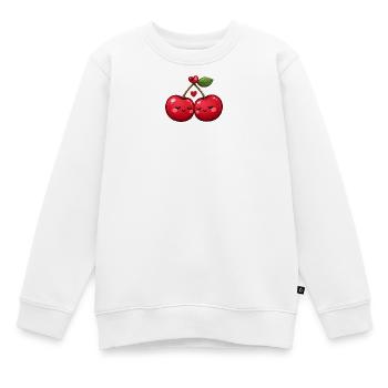 Duo cerise câline avec cœur, Lovetime, - Sweat Premium enfant bio - blanc - Devant - AI Model Kid Male (0cm)