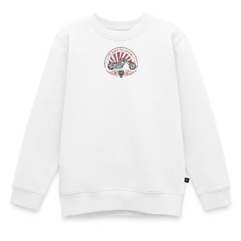 Né à monter - Sweat Premium enfant bio - blanc - Devant - AI Model Kid Male (0cm)