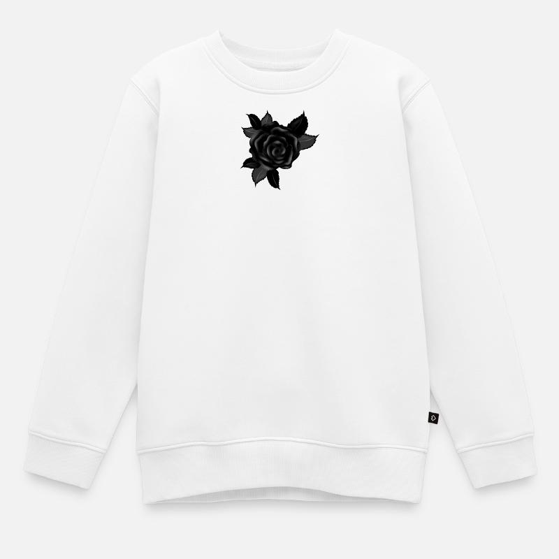 schwarze Gothic Rose - Kinder Premium Organic Sweatshirt - Weiß