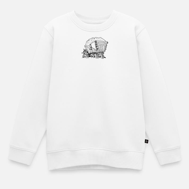 0956 Sattelzug SAND - Kinder Premium Organic Sweatshirt - Weiß