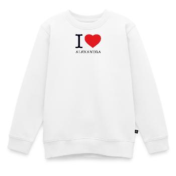 I LOVE ALEXANDRA - Kids Premium Organic Sweatshirt - white - Front - AI Model Kid Male (0cm)