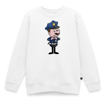 Police cartoon with whisper gesture - Kids Premium Organic Sweatshirt - white - Front - AI Model Kid Male (0cm)