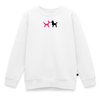 un caniche et un ballon-caniche - Sweat Premium enfant bio - blanc - Devant - AI Model Kid Male (0cm)