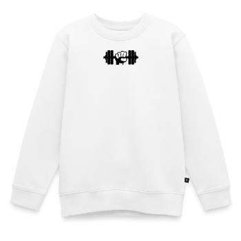Poids Haltère - Sweat Premium enfant bio - blanc - Devant - AI Model Kid Male (0cm)