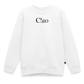 Ciao, lettrage avec point d’exclamation - Sweat Premium enfant bio - blanc - Devant - AI Model Kid Male (0cm)