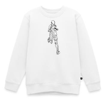 Running Man Dessin de griffonnage d’une seule ligne - Sweat Premium enfant bio - blanc - Devant - AI Model Kid Male (0cm)
