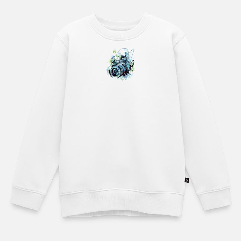 Caméra en éclats urbains - Sweat Premium enfant bio - blanc