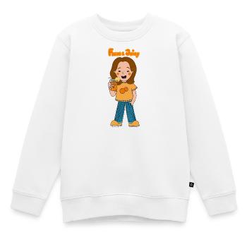 Petite amie joyeuse au jus d’orange - Sweat Premium enfant bio - blanc - Devant - AI Model Kid Male (0cm)