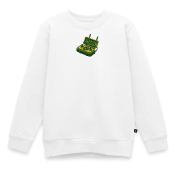Drone Remote Control Logo - Kids Premium Organic Sweatshirt - white - Front - AI Model Kid Male (0cm)