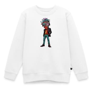 Portrait masqué abstrait Couleurs néon - Sweat Premium enfant bio - blanc - Devant - AI Model Kid Male (0cm)