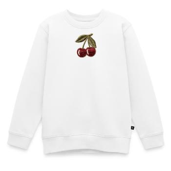 Kirschen Stickoptik Patch Design - Kinder Premium Organic Sweatshirt - Weiß - Vorne - AI Model Kid Male (0cm)