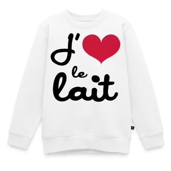 J'aime le lait - Bébé - Sweat Premium enfant bio - blanc - Devant - AI Model Kid Male (0cm)