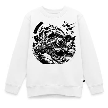 Chemin de fer - Sweat Premium enfant bio - blanc - Devant - AI Model Kid Male (0cm)