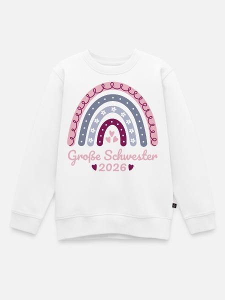 Große Schwester 2026 Regenbogen - Kinder Premium Organic Sweatshirt - Weiß