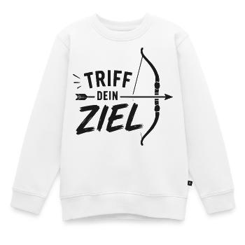 Triff Dein Ziel Bogenmotiv - Kinder Premium Organic Sweatshirt - Weiß - Vorne - AI Model Kid Male (0cm)