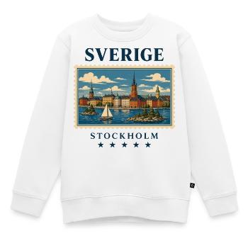 Schweden Stockholm Vintage Reisemarke - Kinder Premium Organic Sweatshirt - Weiß - Vorne - AI Model Kid Male (0cm)
