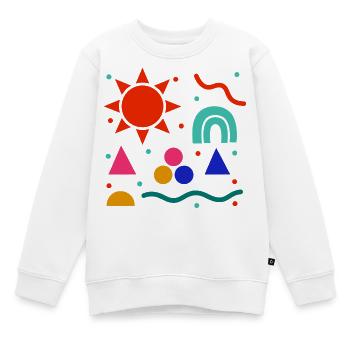 Lebendige Geometrie Sonnenfarben Muster - Kinder Premium Organic Sweatshirt - Weiß - Vorne - AI Model Kid Male (0cm)