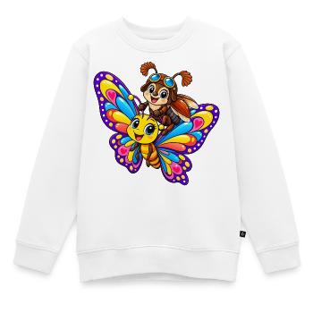 Schmetterling und Maikäfer - Kinder Premium Organic Sweatshirt - Weiß - Vorne - AI Model Kid Male (0cm)